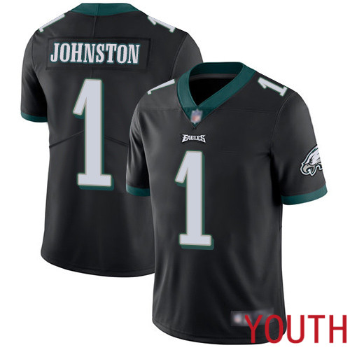 Youth Philadelphia Eagles #1 Cameron Johnston Black Alternate Vapor Untouchable NFL Jersey Limited Player->youth nfl jersey->Youth Jersey